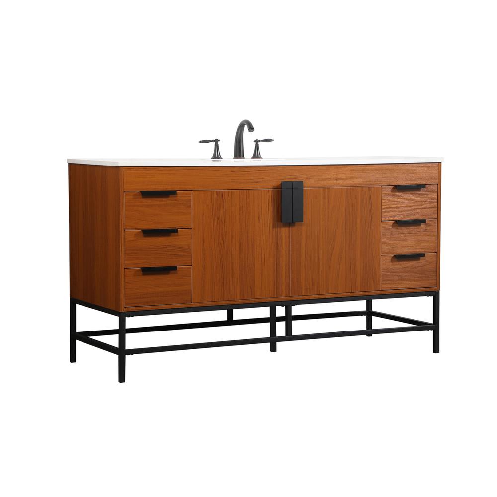 60 inch Single bathroom vanity in teak. Picture 7