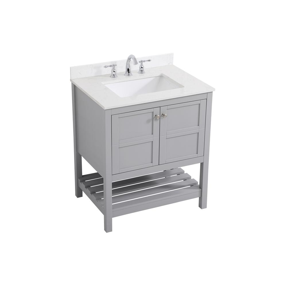 30 inch Single Bathroom Vanity in Gray with Backsplash. Picture 8