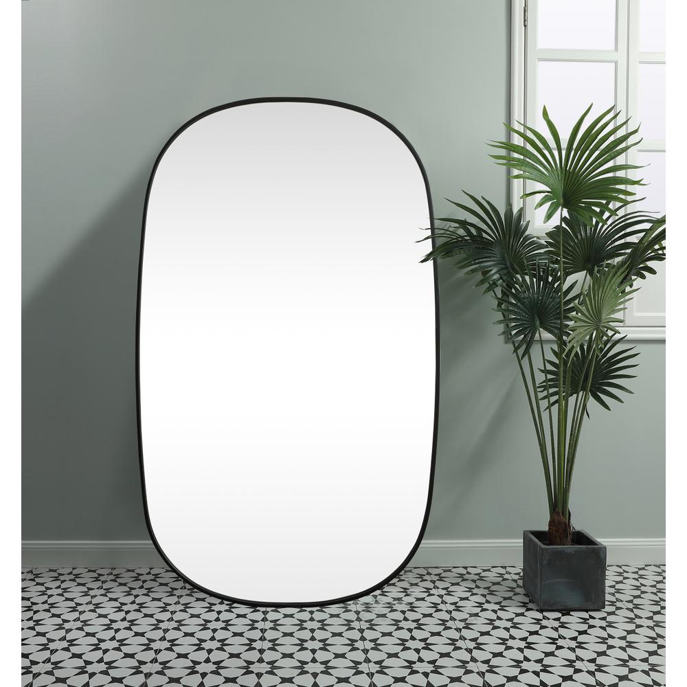 Metal Frame Oval Mirror 36x60 Inch in Black. Picture 3