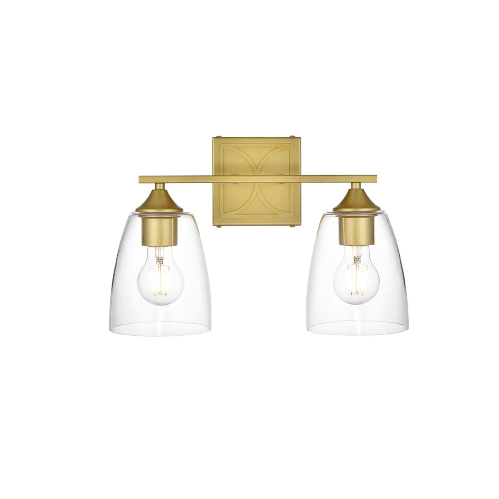 Harris 2 light Brass and Clear Bath Sconce. Picture 1