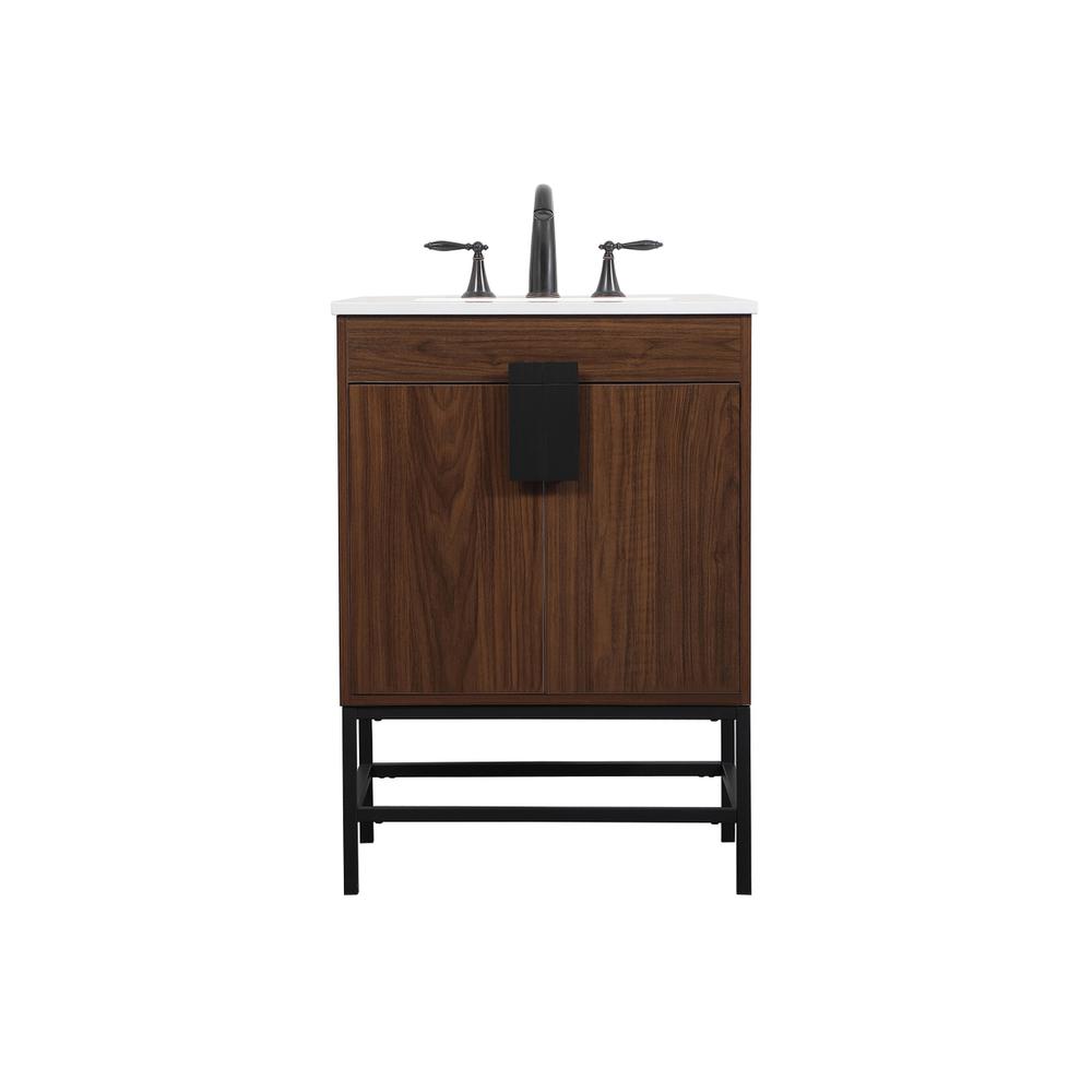 24 inch Single bathroom vanity in walnut. Picture 1