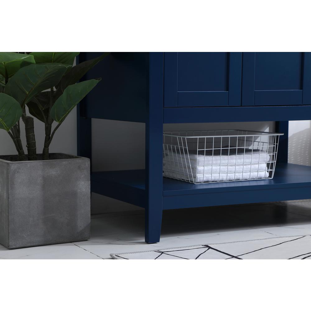 36 inch Single Bathroom Vanity in Blue with Backsplash. Picture 6