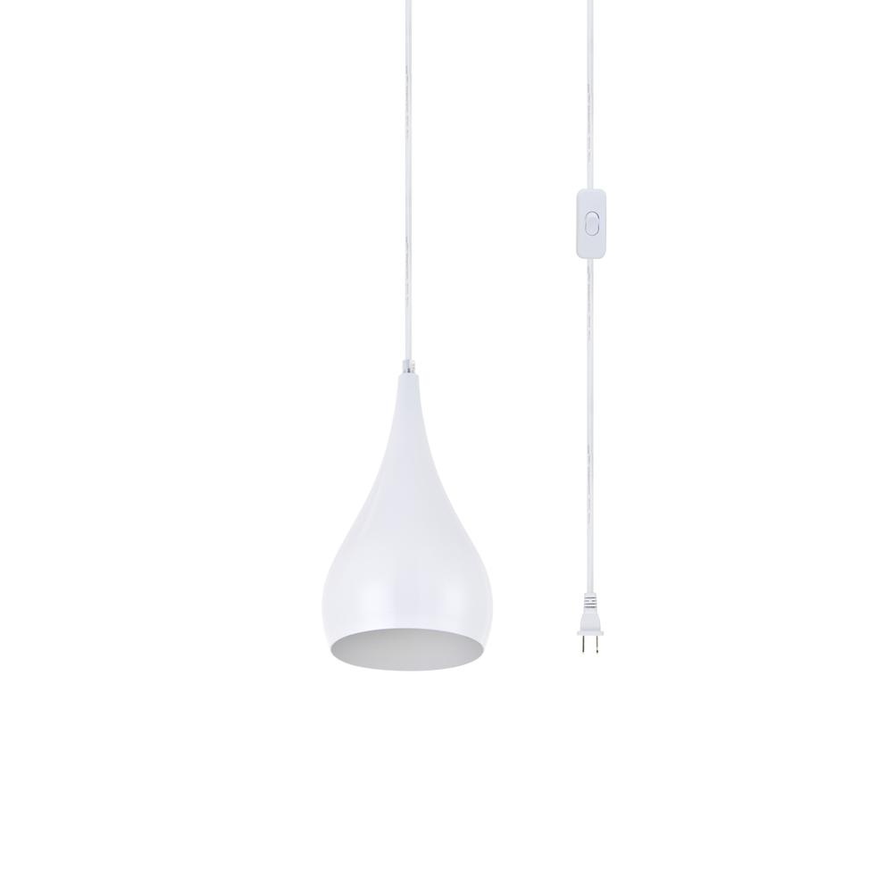 Nora 1 Light white plug-in pendant. Picture 2