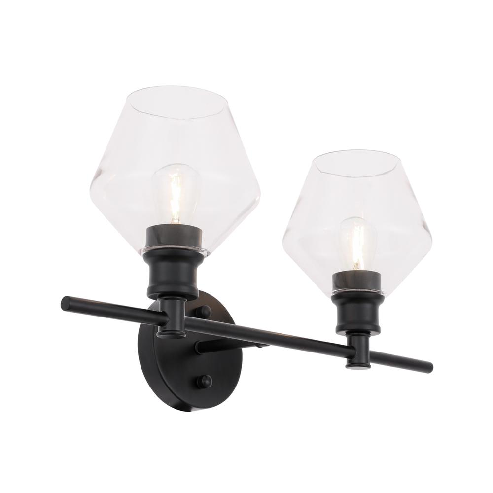 Gene 2 light Black and Clear glass Wall sconce. Picture 7