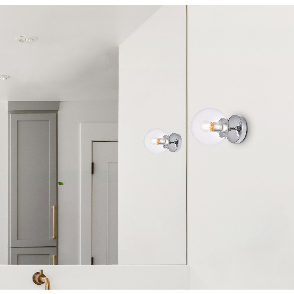 Mimi Six Inch Dual Flush Mount And Bath Sconce In Chrome With Clear Glass. Picture 2
