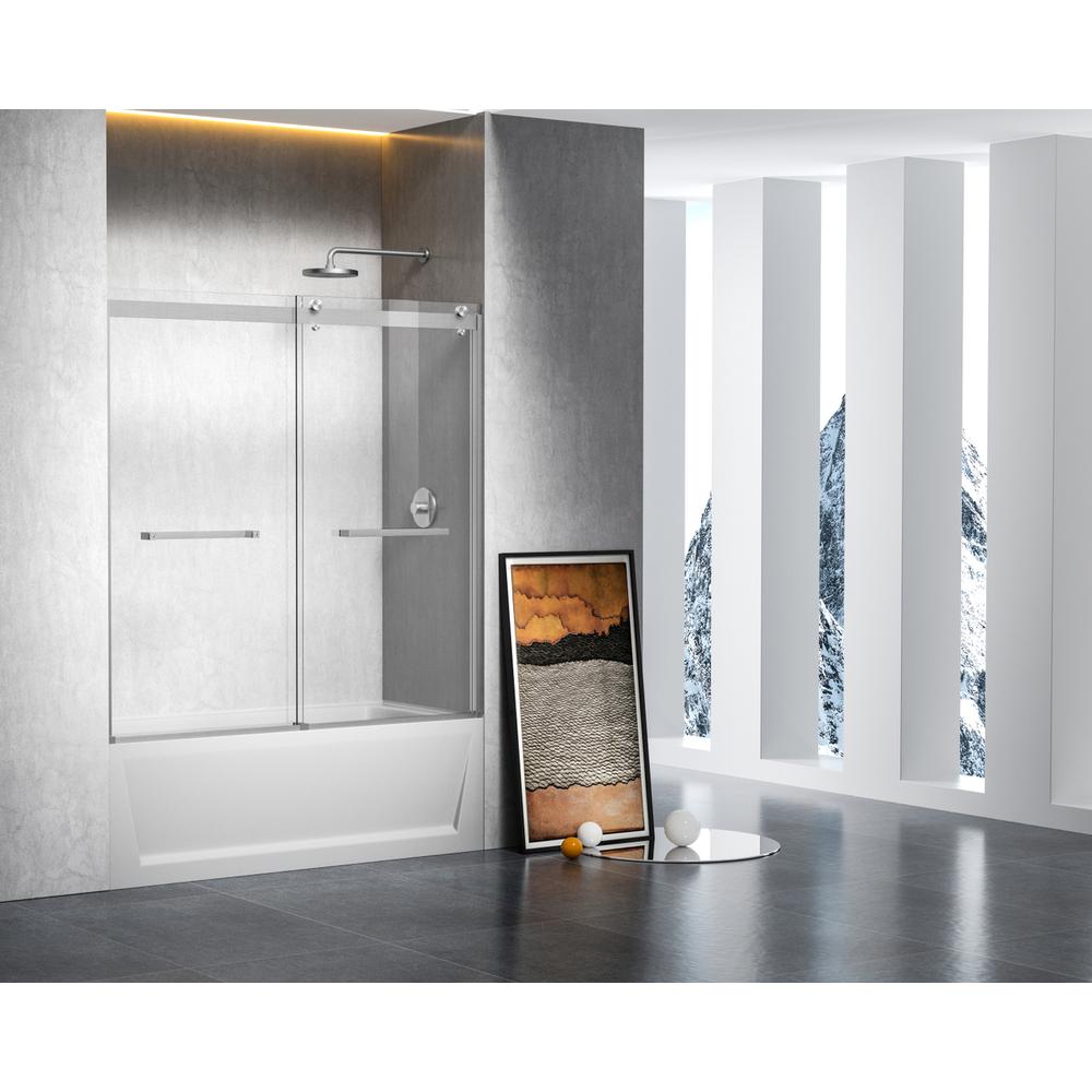 Frameless tub door 60 x 60 Brushed Nickel. Picture 2