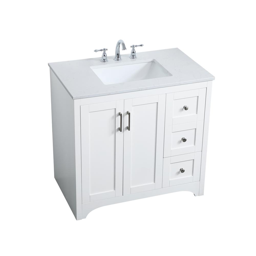 36 inch Single Bathroom Vanity in White. Picture 8
