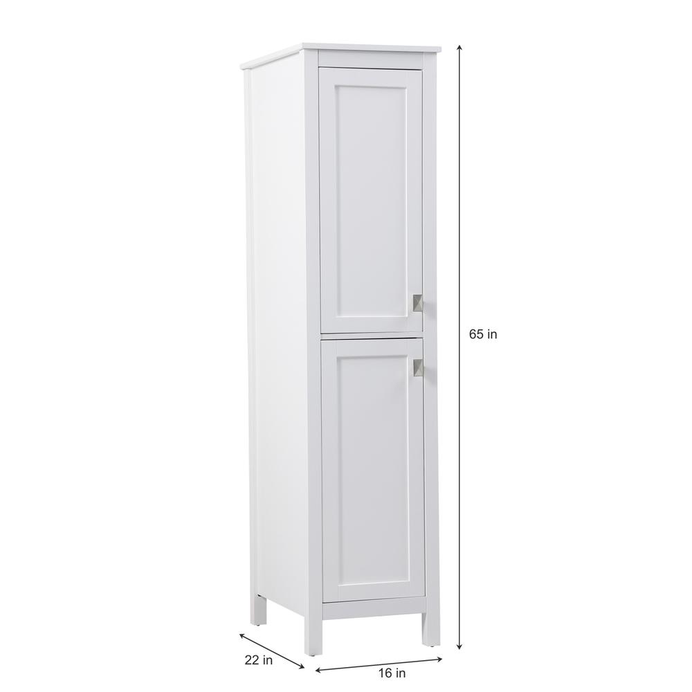 16 Inch Wide Bathroom Linen Storage Freestanding Cabinet In White. Picture 7