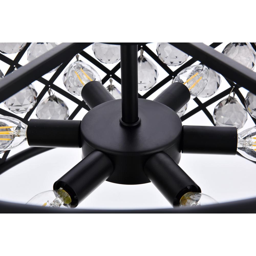 Madison 6 light Matte Black Pendant Silver Shade (Grey) Royal Cut Crystal. Picture 4