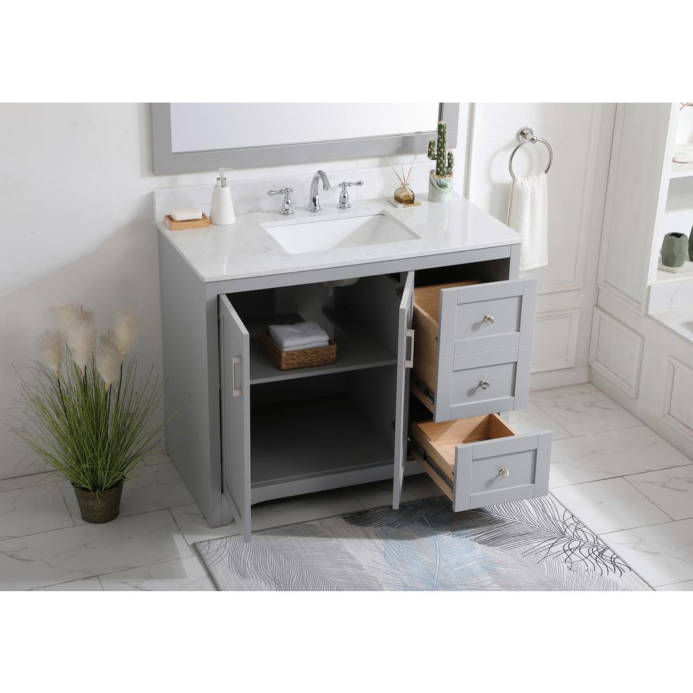 42 inch Single Bathroom Vanity in Grey with Backsplash. Picture 3