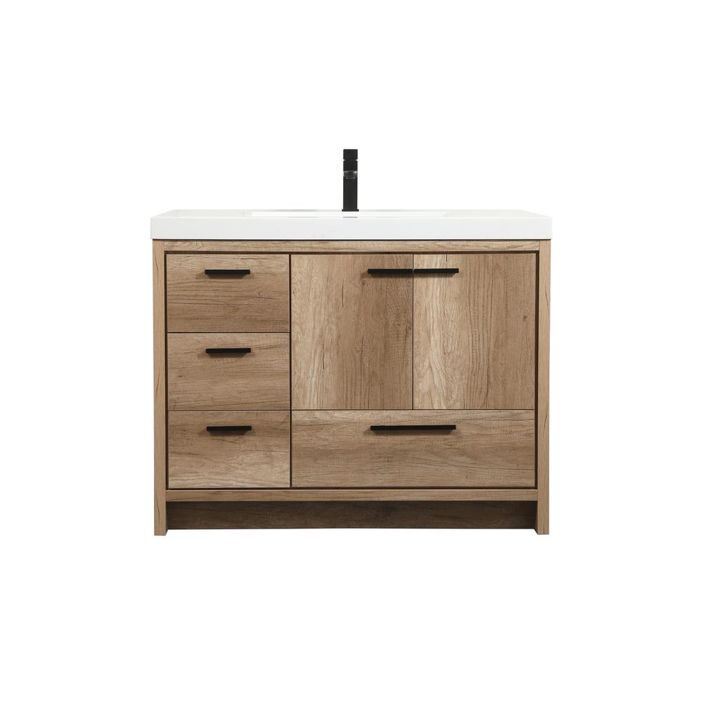 42 inch Single bathroom vanity in natural oak. Picture 1