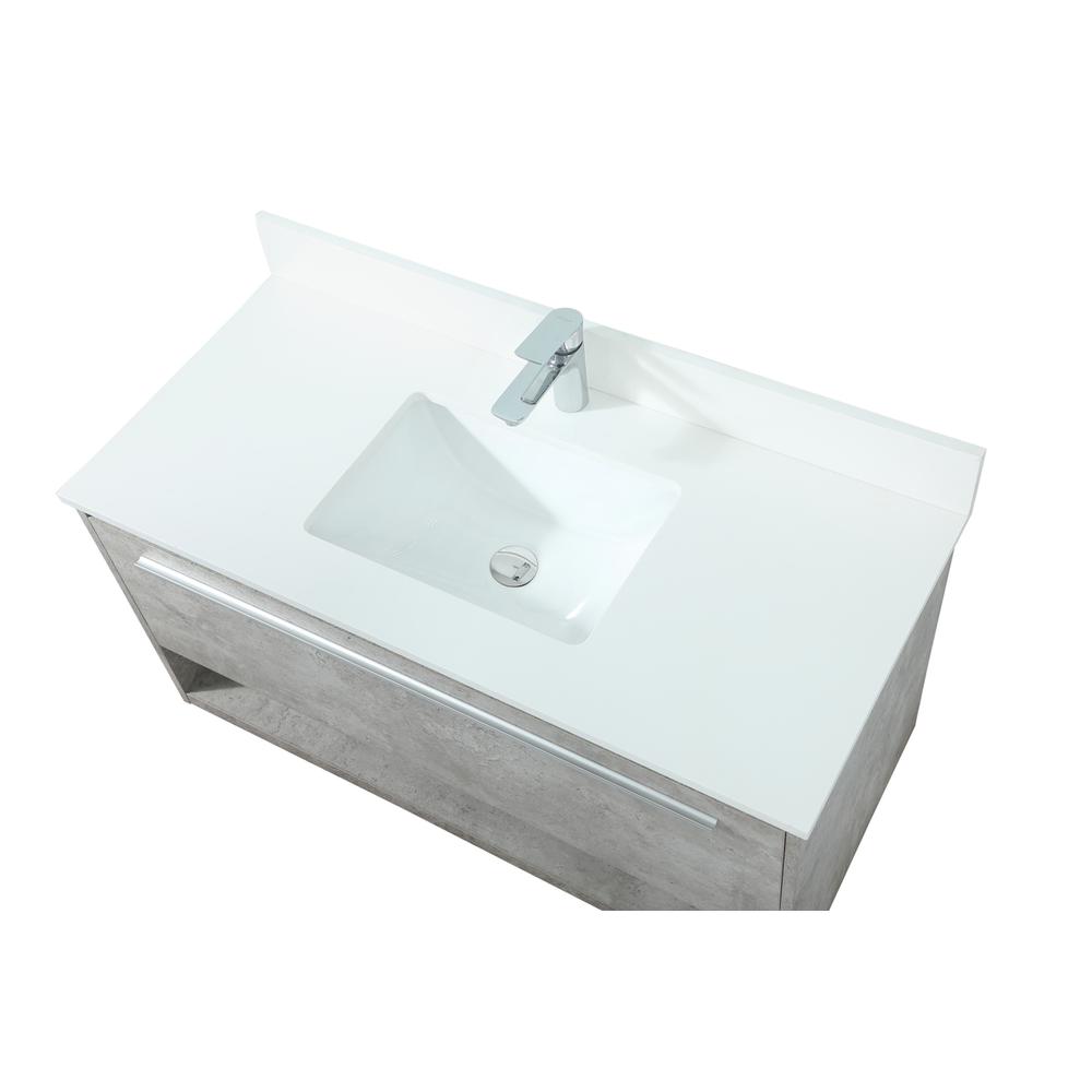 40 inch Single bathroom vanity in concrete grey with backsplash. Picture 10