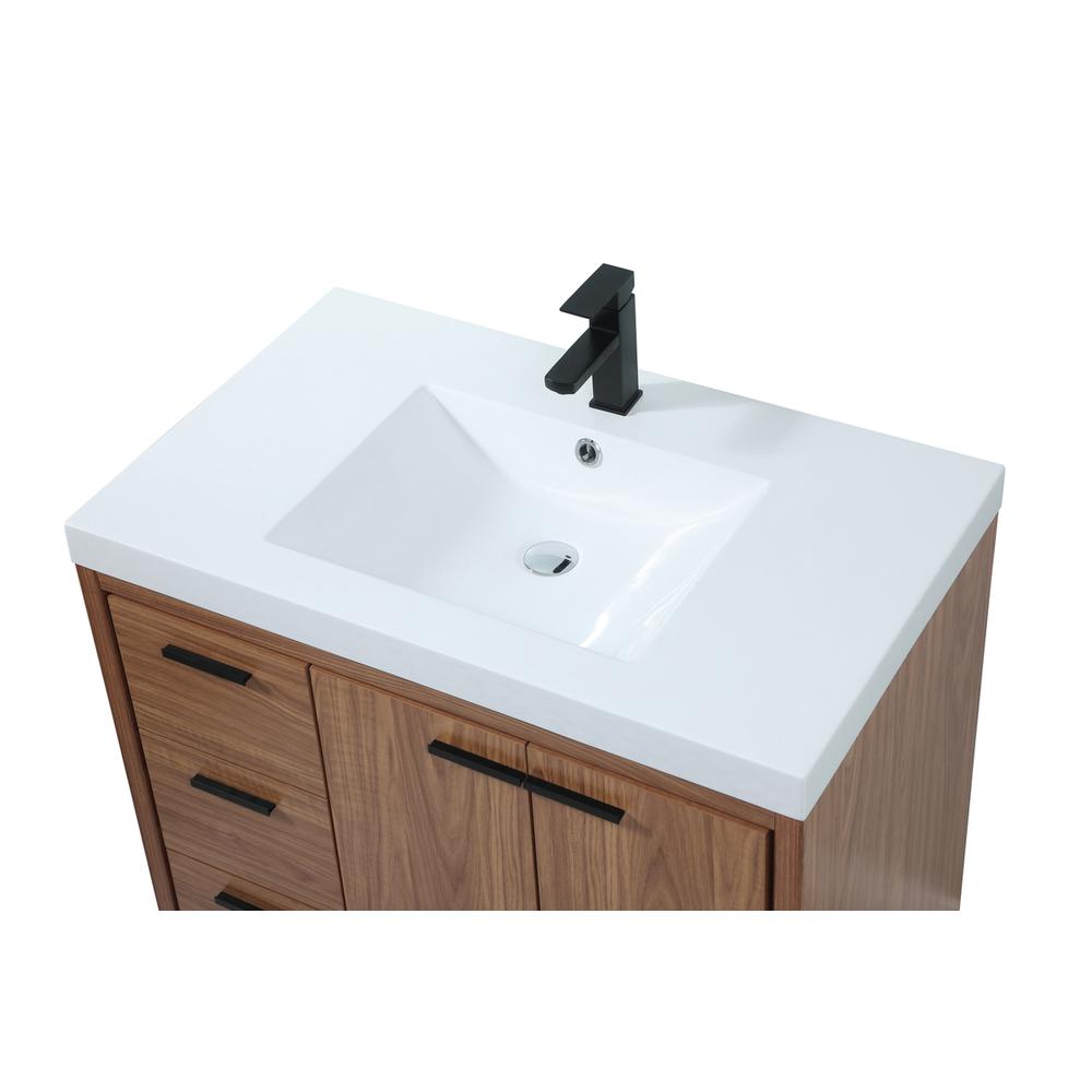 36 inch Single bathroom vanity in walnut brown. Picture 10