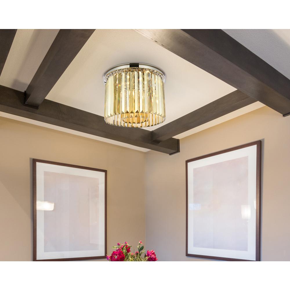 Sydney 6 light polished nickel Flush Mount Golden Teak (Smoky) Royal Cut Crystal. Picture 8