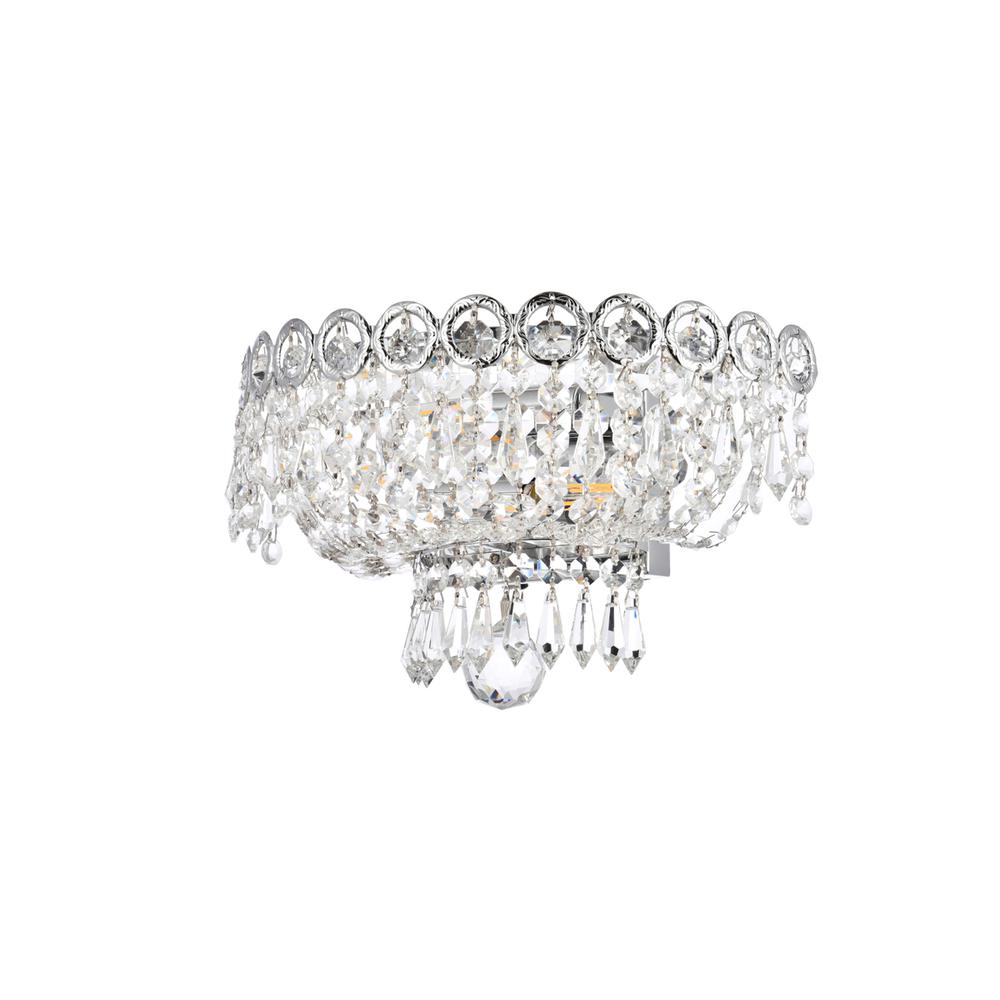 Century 2 light Chrome Wall Sconce Clear Royal Cut Crystal. Picture 2