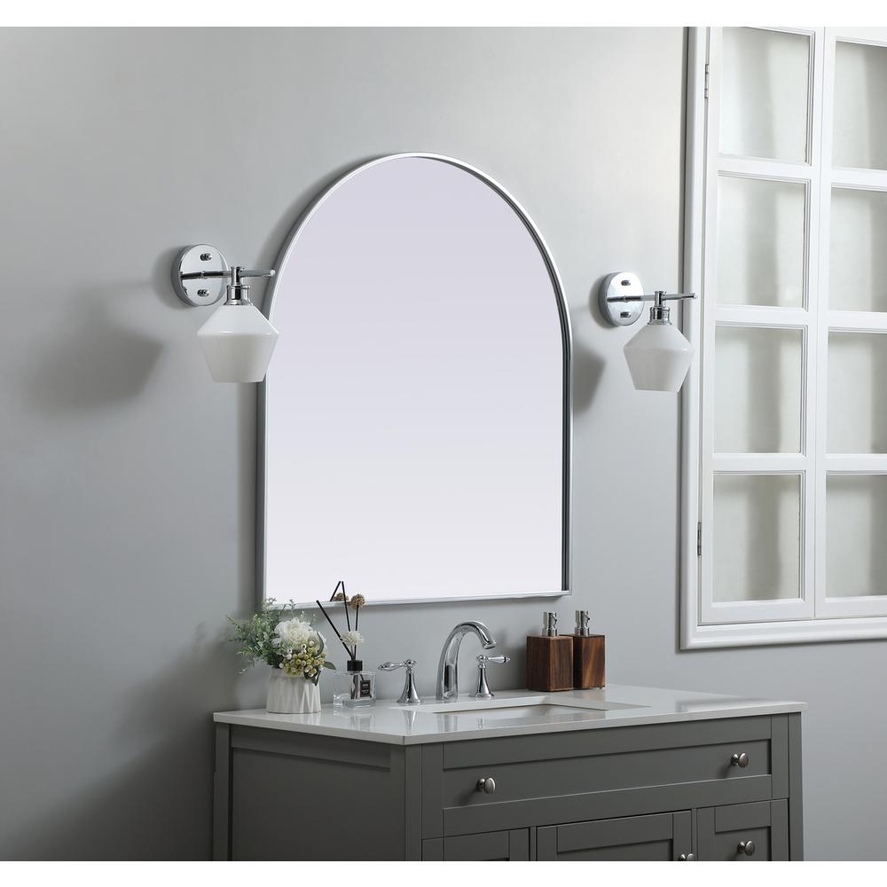 Metal Frame Arch Mirror 33x36 Inch in Silver. Picture 2