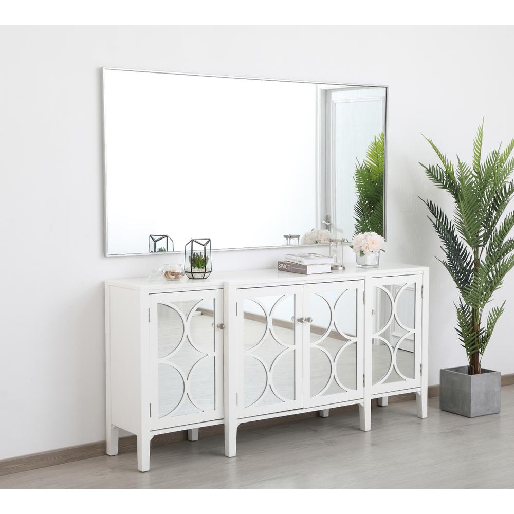 Metal frame rectangle mirror 36 inch in silver. Picture 8