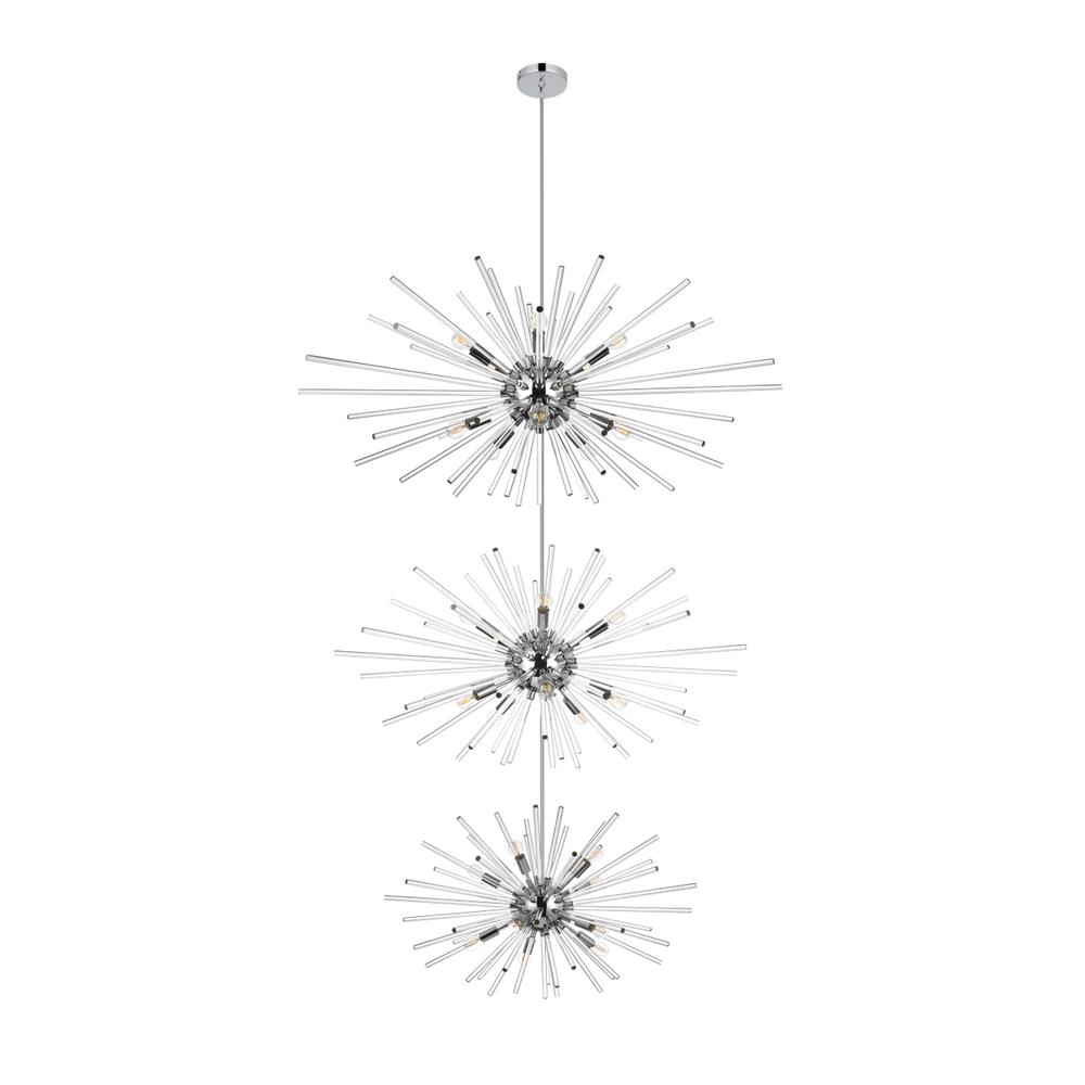 Sienna 46 inch three tiers crystal starburst chandelier in chrome. Picture 6