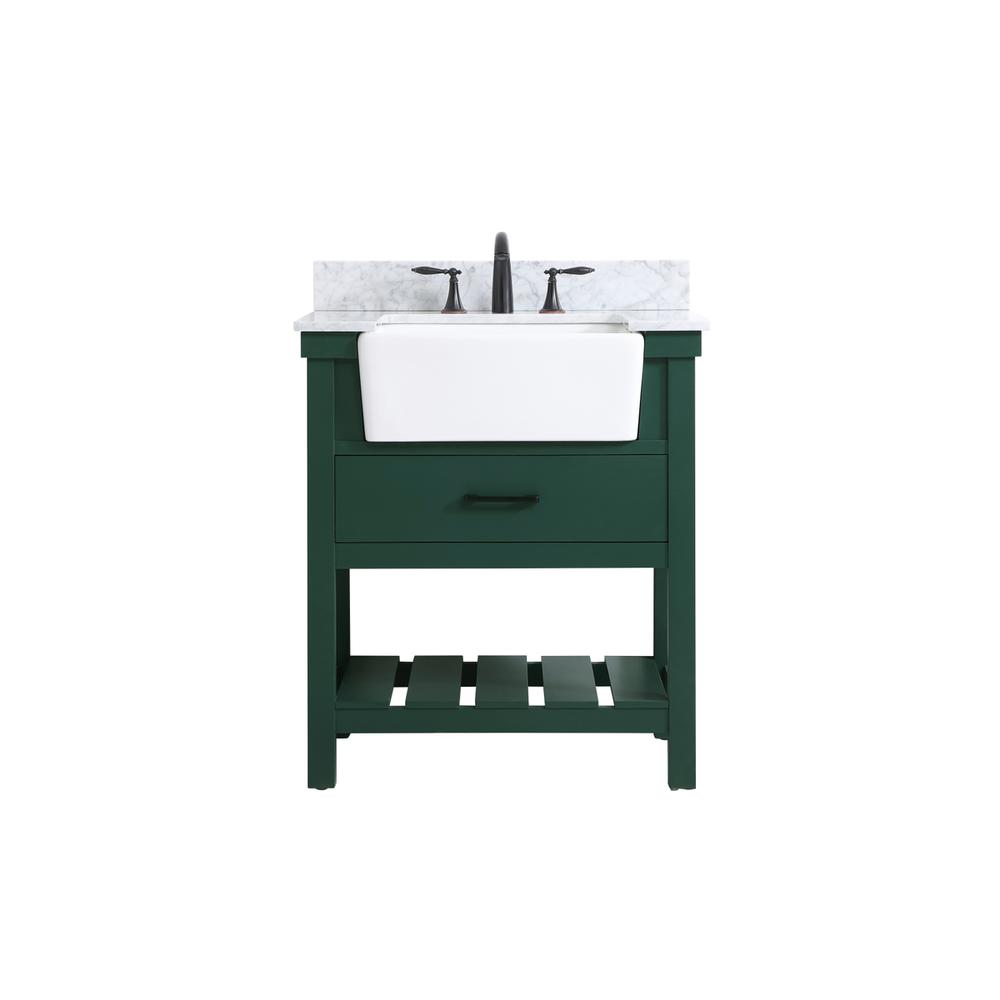 30 inch Single bathroom vanity in green with backsplash. Picture 1