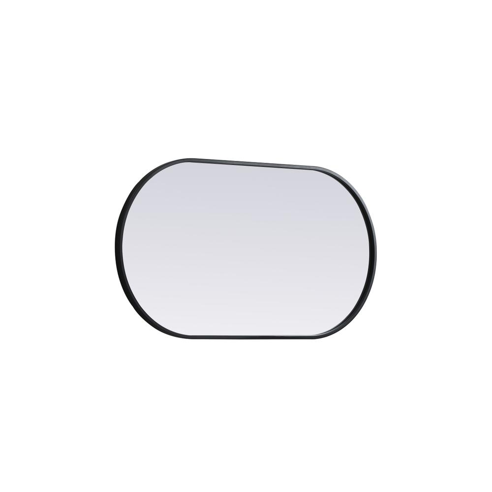Metal Frame Oval Mirror 20x36 Inch in Black. Picture 9