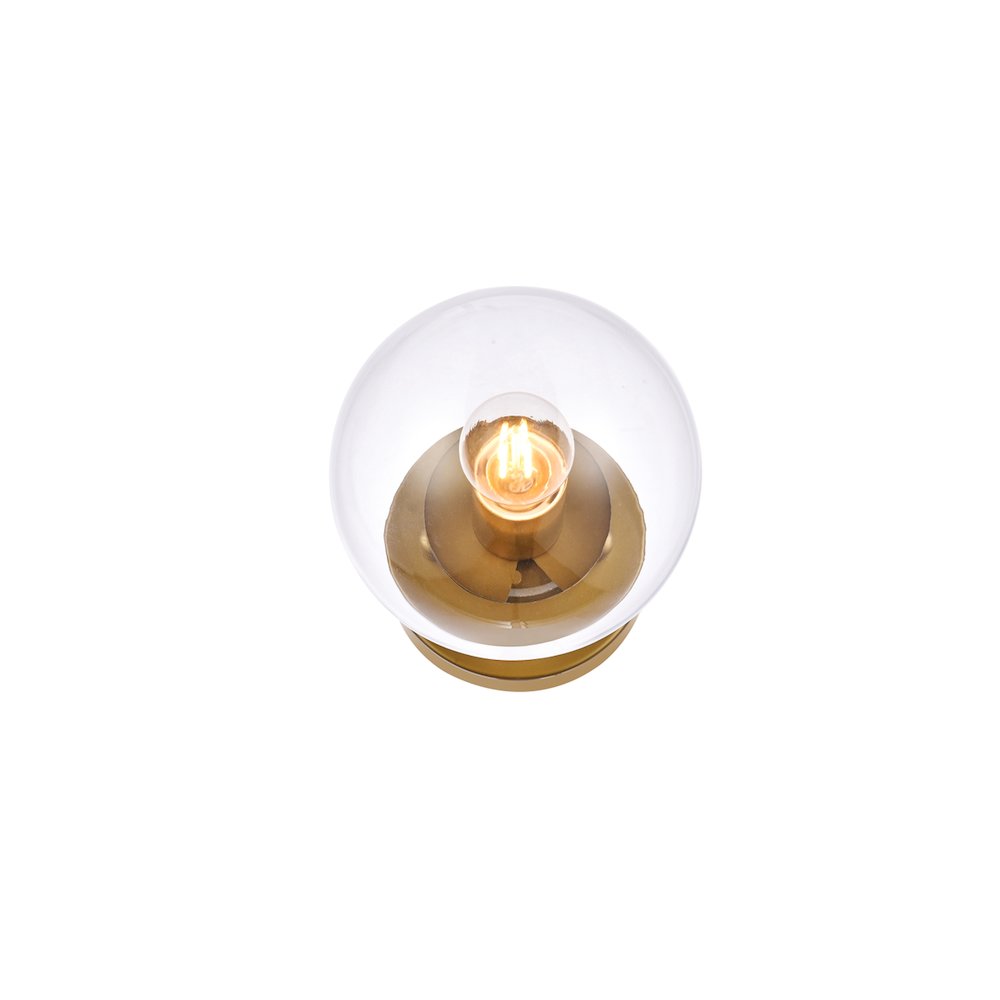 Mimi Six Inch Dual Flush Mount And Bath Sconce In Brass With Clear Glass. Picture 3