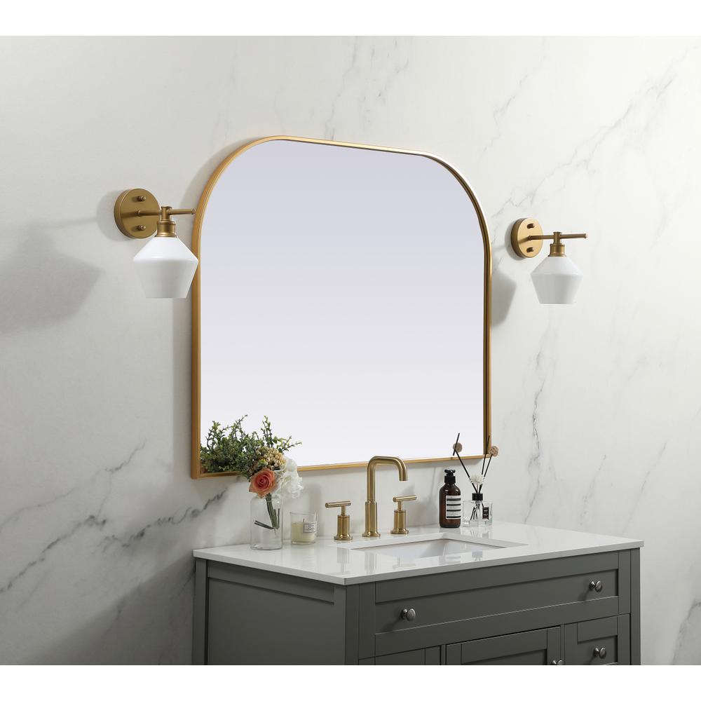 Metal Frame Arch Mirror 42x34 Inch in Brass. Picture 2