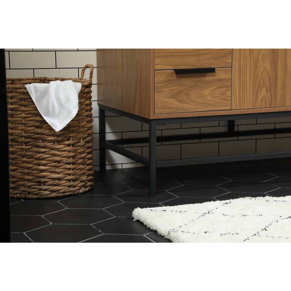 48 inch Single bathroom vanity in walnut brown with backsplash. Picture 6