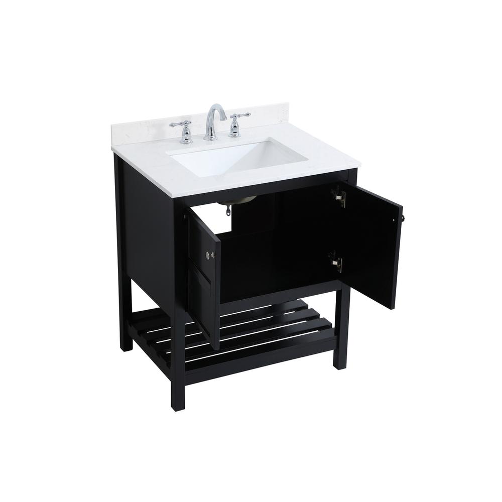 30 inch Single Bathroom Vanity in Black with Backsplash. Picture 9