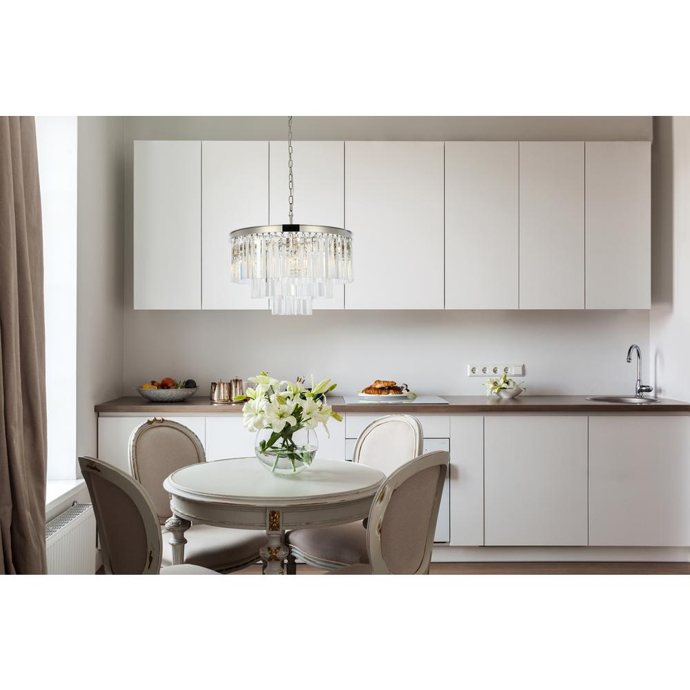 Sydney 9 light polished nickel Chandelier Clear Royal Cut Crystal. Picture 7