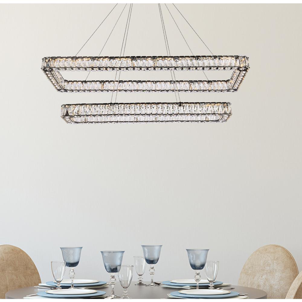 Monroe 50 inch LED double rectangle pendant in black. Picture 8