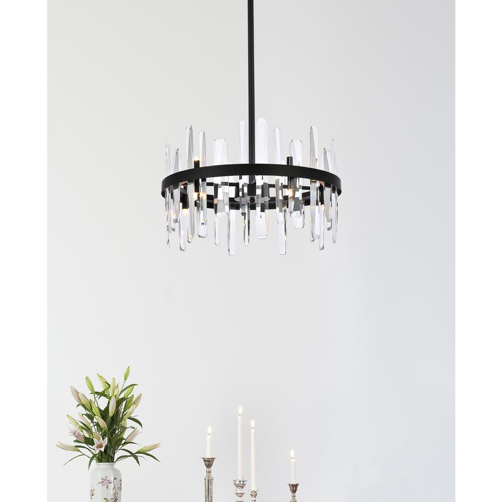 Serena 20 inch crystal round pendant in black. Picture 8