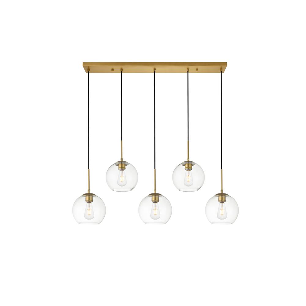 Baxter 5 Lights Brass Pendant With Clear Glass. Picture 1