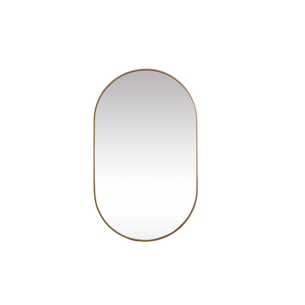 Metal Frame Oval Mirror 36x60 Inch in Brass. Picture 1