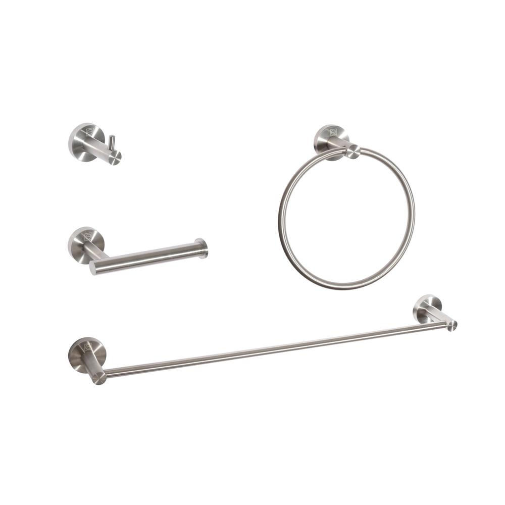 Freya 4-Piece Bathroom Hardware Set in Brushed Nickel. Picture 1