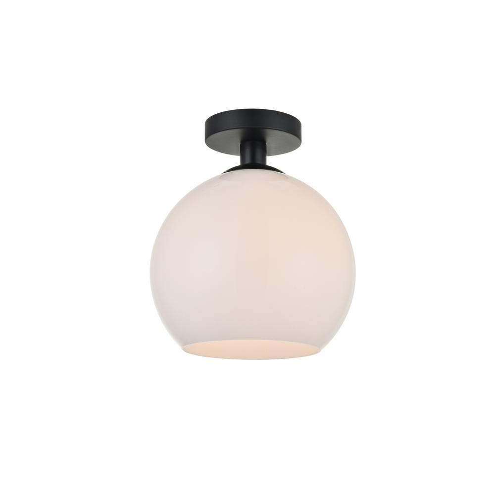 Baxter 1 Light Black Flush Mount With Frosted White Glass. Picture 2