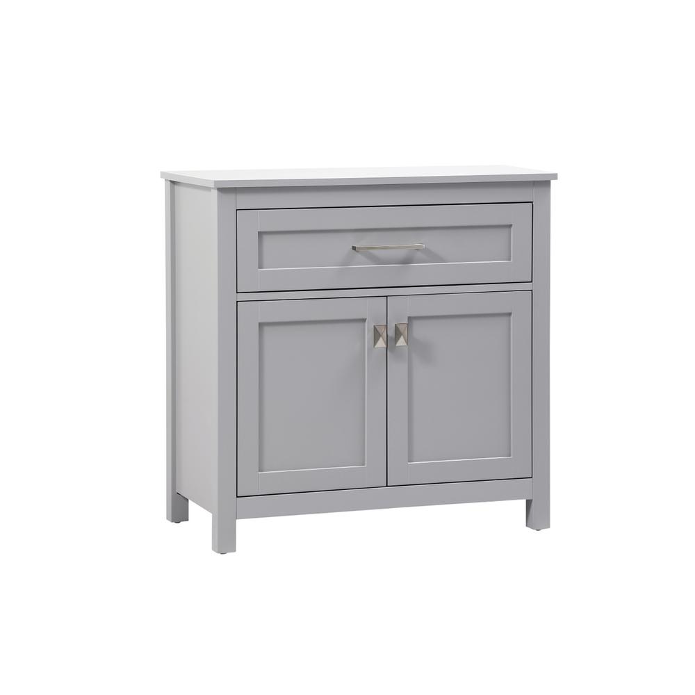 30 Inch Wide Bathroom Storage Freestanding Cabinet In Grey. Picture 13