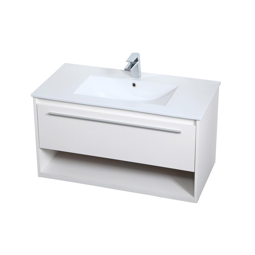 36 inch  Single Bathroom Floating Vanity in White. Picture 7