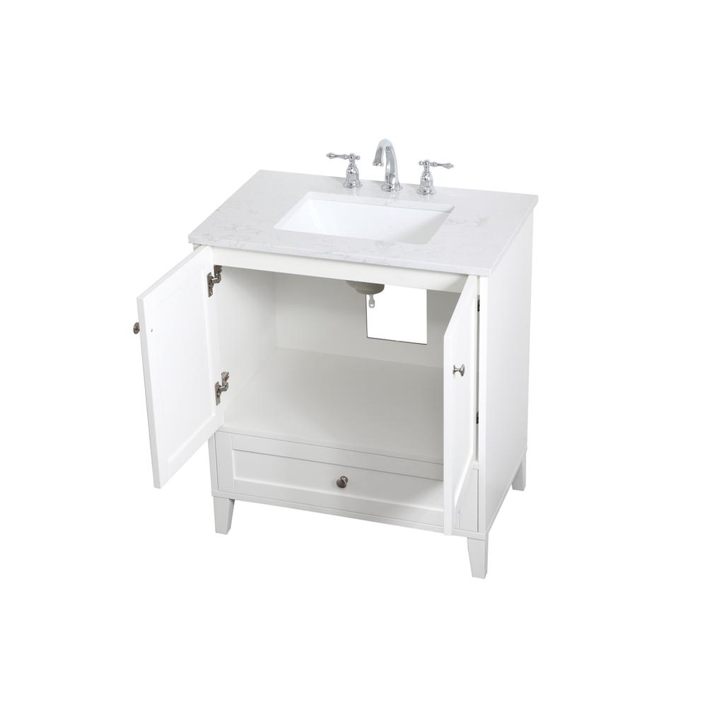 30 inch Single Bathroom Vanity in White. Picture 8