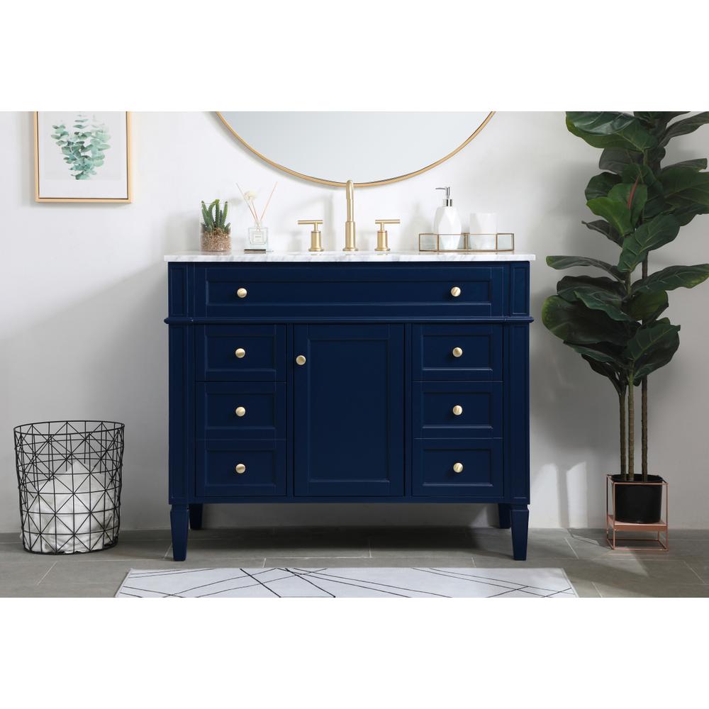 42 inch Single bathroom vanity in blue. Picture 14