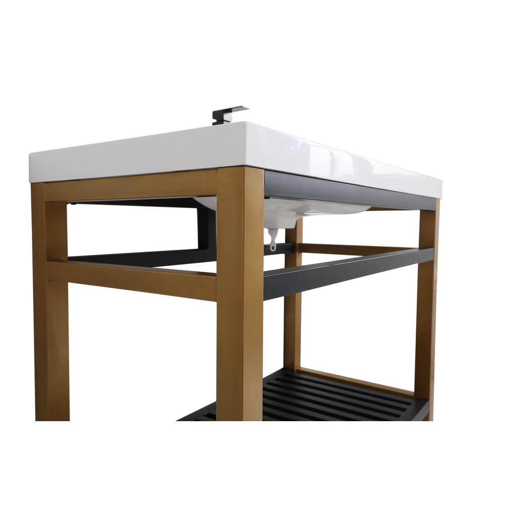 42 inch Single Bathroom Metal Vanity in Golden Black. Picture 10