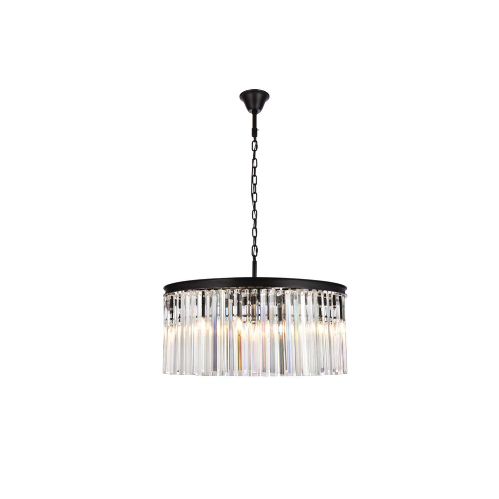 Sydney 8 light Matte Black Chandelier Clear Royal Cut Crystal. Picture 1