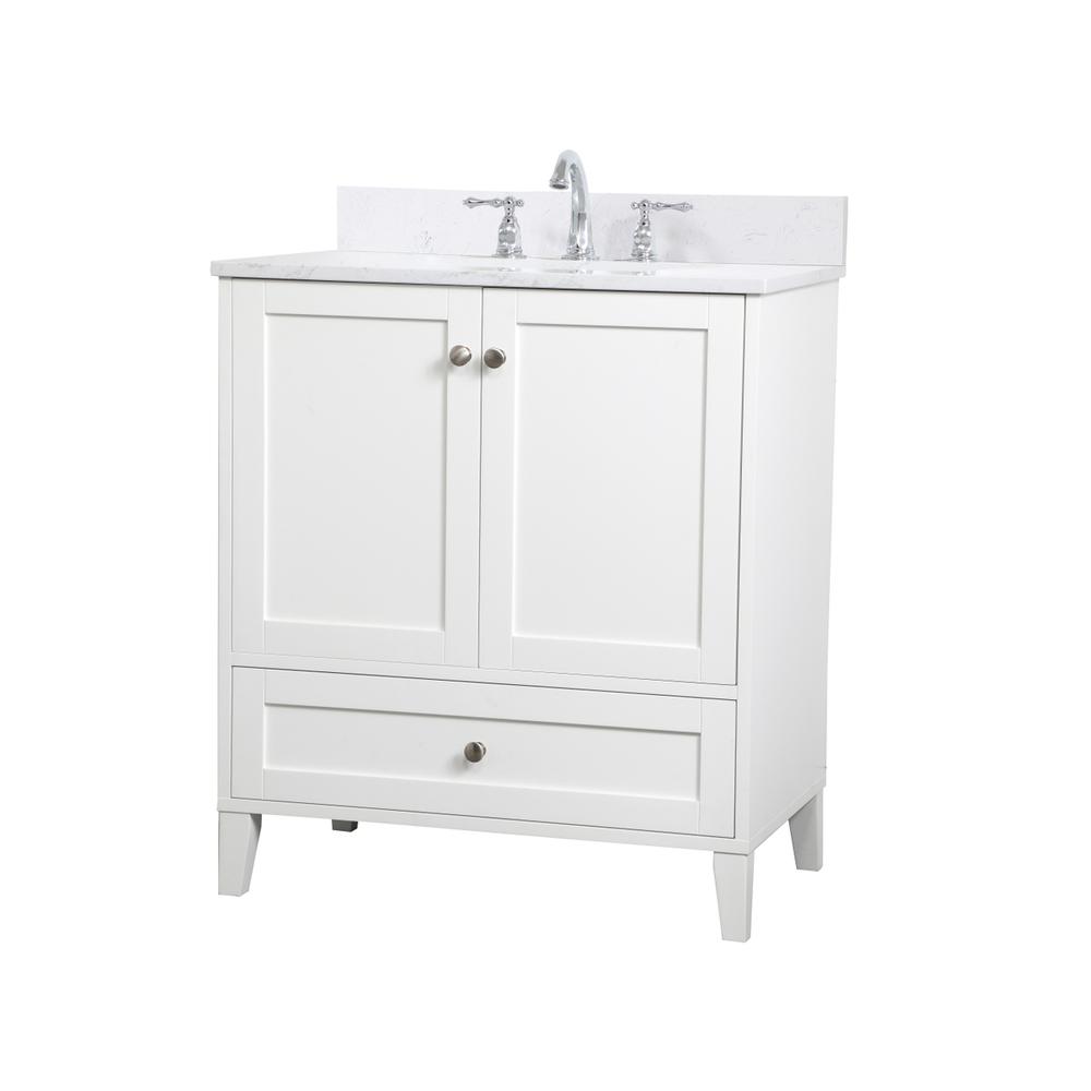 30 inch Single Bathroom Vanity in White with Backsplash. Picture 7