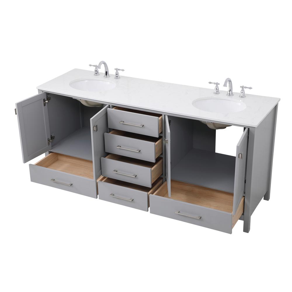 72 inch Double Bathroom Vanity in Gray. Picture 8