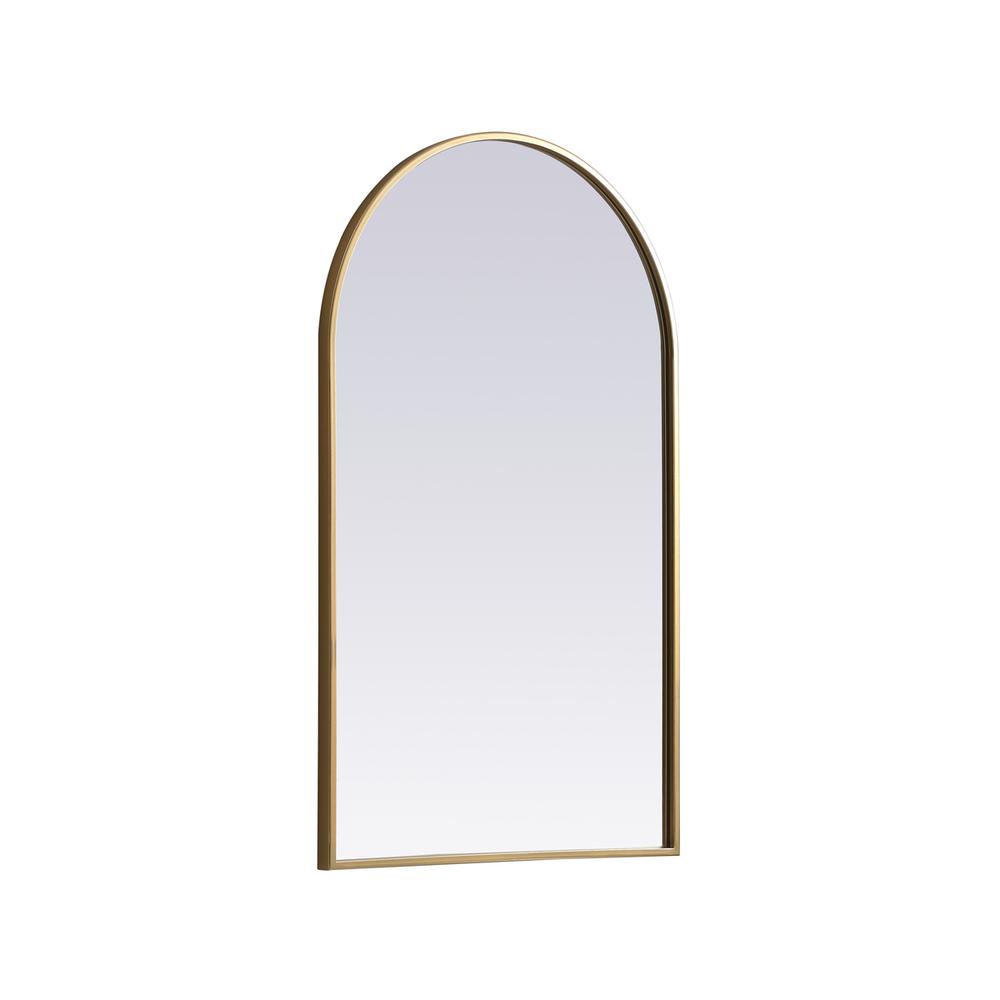 Metal Frame Arch Mirror 22x36 Inch in Brass. Picture 7