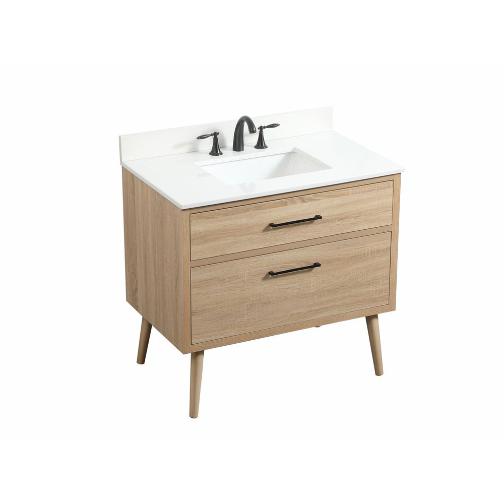 36 inch Single bathroom vanity in mango wood with backsplash. Picture 8