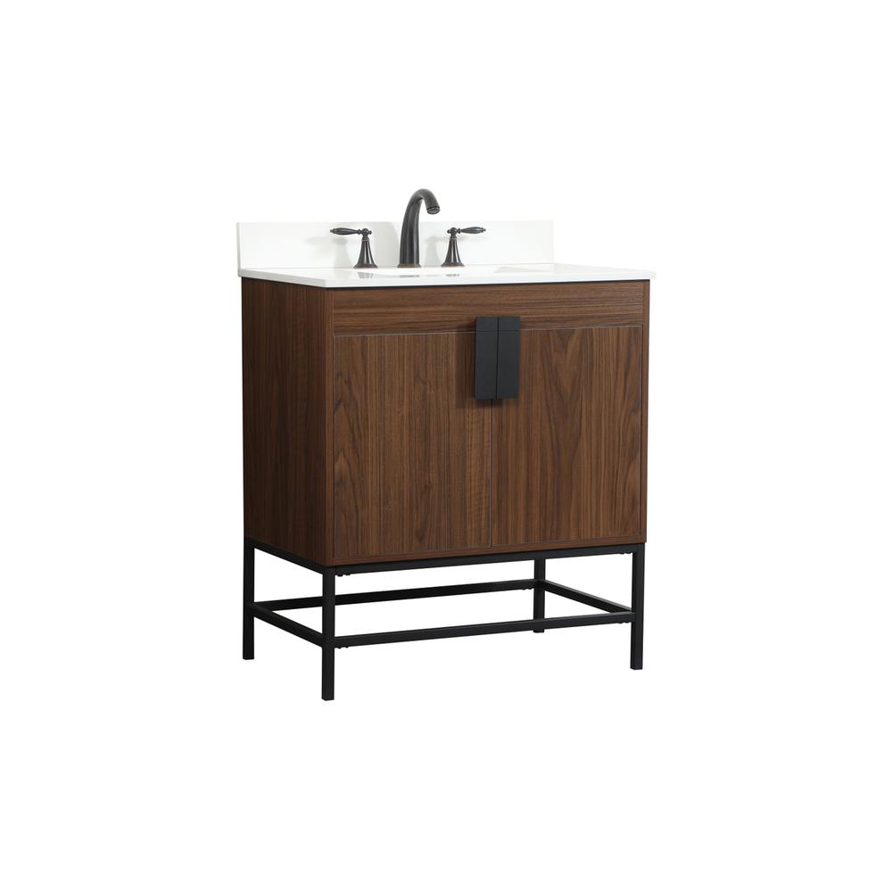 30 inch Single bathroom vanity in walnut with backsplash. Picture 7