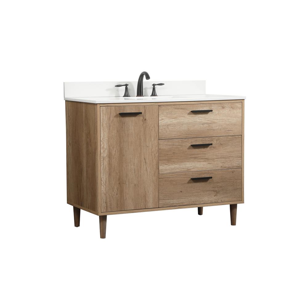 42 inch Single bathroom vanity in natural oak with backsplash. Picture 7