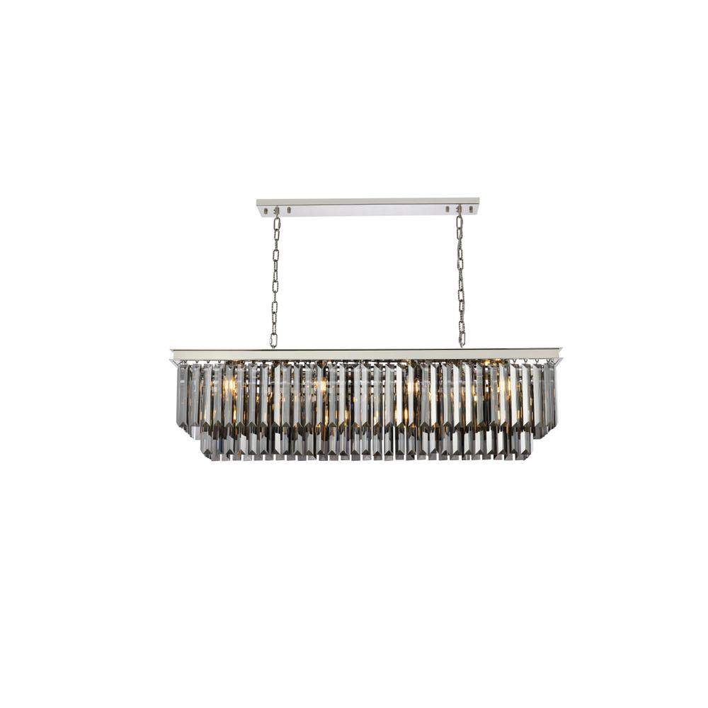 Sydney 12 light polished nickel Chandelier Silver Shade (Grey) Royal Cut Crystal. Picture 1