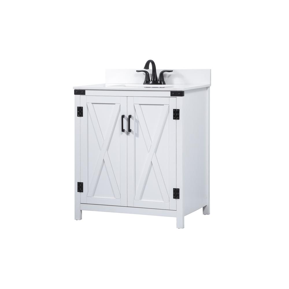 30 inch Single bathroom vanity in white with backsplash. Picture 7