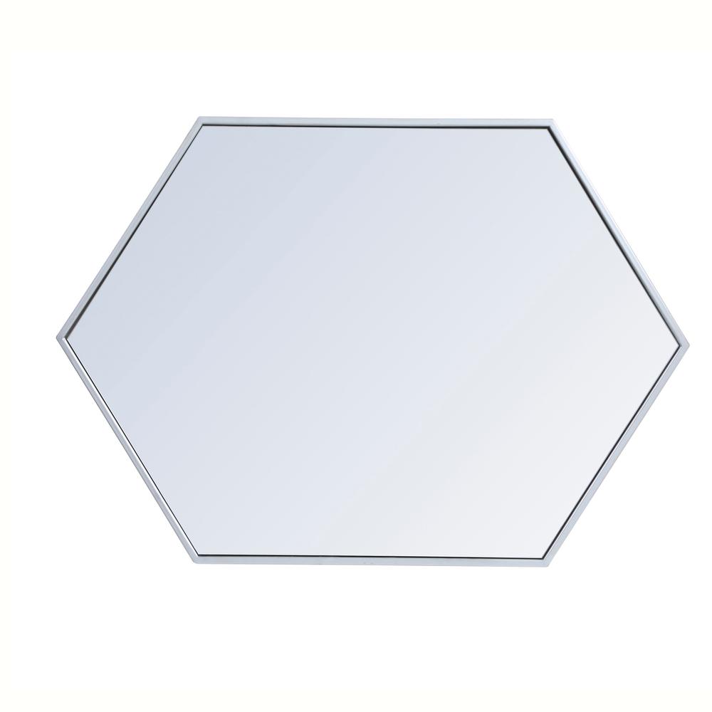Metal frame hexagon mirror 24 inch in silver. Picture 5